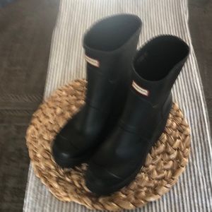 Hunter Black Rubber Wedge Rain Booties